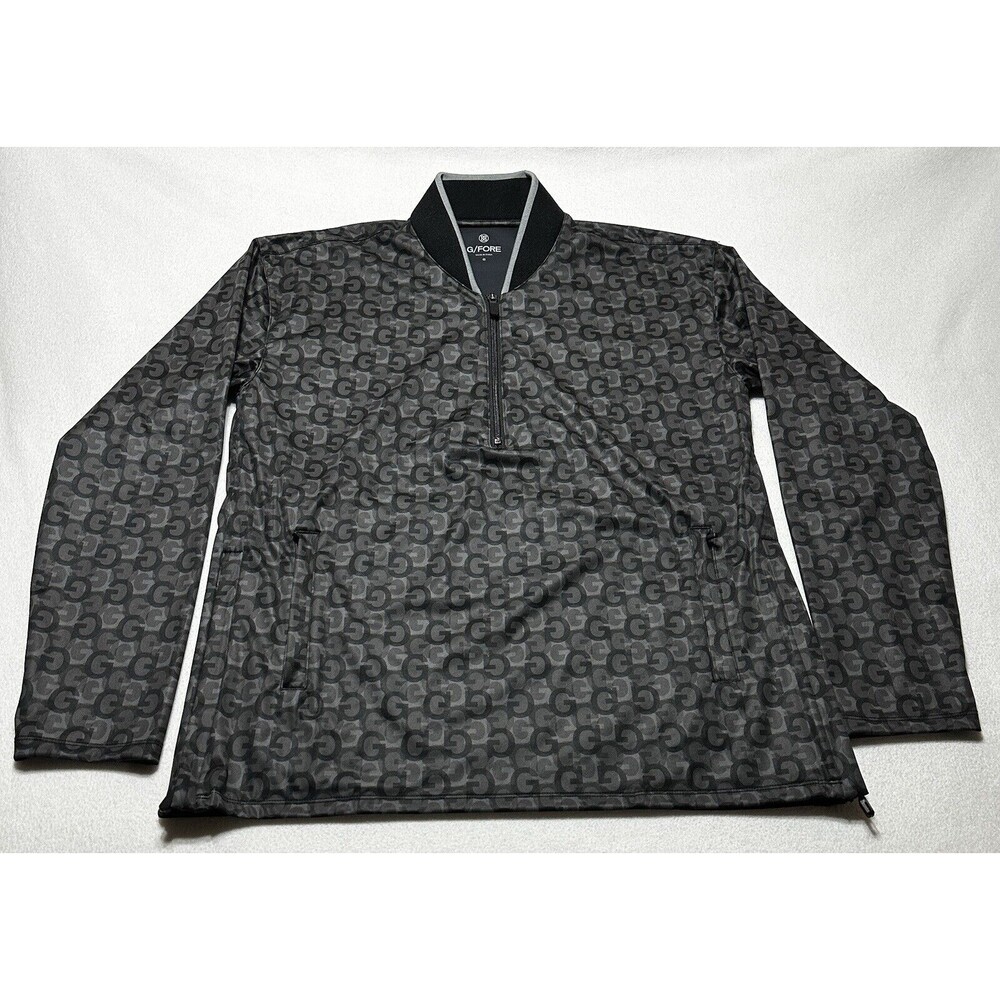 G FORE All Over Logo Pop Over Breaker Quarter 1/4 Zip Pullover Size Small NWOT